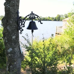 CHEMIN DE CAMPAGNE - Cloche de jardin de porte ancienne en fonte noire 25 x 26 cm