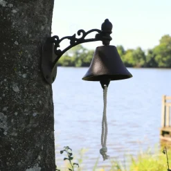 CHEMIN DE CAMPAGNE - Cloche de jardin de porte ancienne en fonte marron 19 x10.5cm