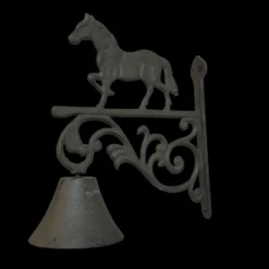 CHEMIN DE CAMPAGNE - Cloche de jardin de porte ancienne cheval fonte marron 23x26cm