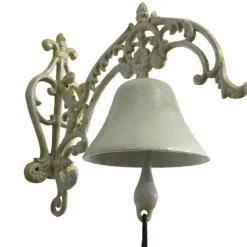 CHEMIN DE CAMPAGNE - Cloche de jardin de porte ancienne en fonte blanche 24 x 26 cm