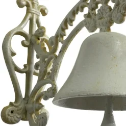 CHEMIN DE CAMPAGNE - Cloche de jardin de porte ancienne en fonte blanche 24 x 26 cm