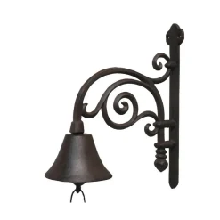 CHEMIN DE CAMPAGNE - Cloche de jardin de porte ancienne en fonte marron 27 x 20.5 cm