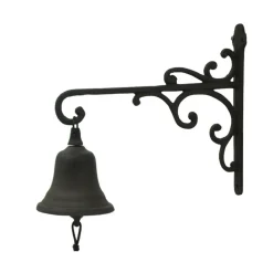 CHEMIN DE CAMPAGNE - Cloche de jardin de porte ancienne en fonte marron 29 x 26 cm