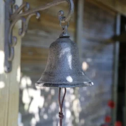 CHEMIN DE CAMPAGNE - Cloche de jardin de porte ancienne en fonte marron 29 x 26 cm