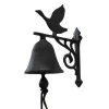 CHEMIN DE CAMPAGNE - Cloche de jardin de porte ancienne oiseau fonte marron 13x11cm