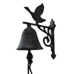 CHEMIN DE CAMPAGNE - Cloche de jardin de porte ancienne oiseau fonte marron 13x11cm
