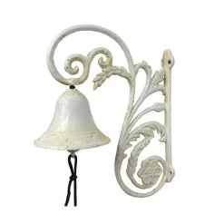 CHEMIN DE CAMPAGNE - Cloche de jardin de porte ancienne en fonte blanche 23 x 19.5 cm