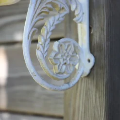 CHEMIN DE CAMPAGNE - Cloche de jardin de porte ancienne en fonte blanche 23 x 19.5 cm