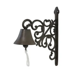 CHEMIN DE CAMPAGNE - Cloche de jardin de porte ancienne en fonte marron 29 x 22 cm