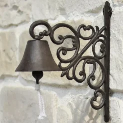 CHEMIN DE CAMPAGNE - Cloche de jardin de porte ancienne en fonte marron 29 x 22 cm