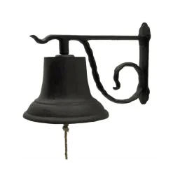 CHEMIN DE CAMPAGNE - Cloche de jardin de porte ancienne murale fonte marron 33 x 20 x 20 cm
