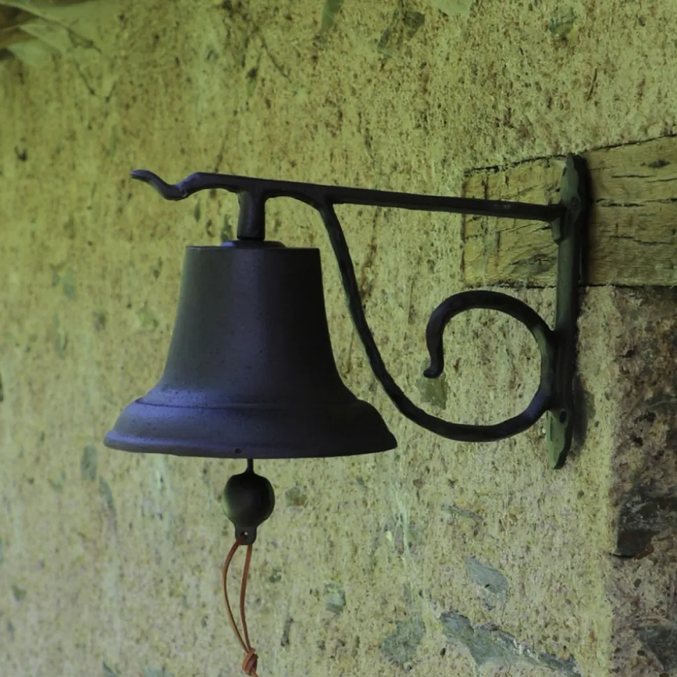 CHEMIN DE CAMPAGNE - Cloche de jardin de porte ancienne murale fonte marron 33 x 20 x 20 cm