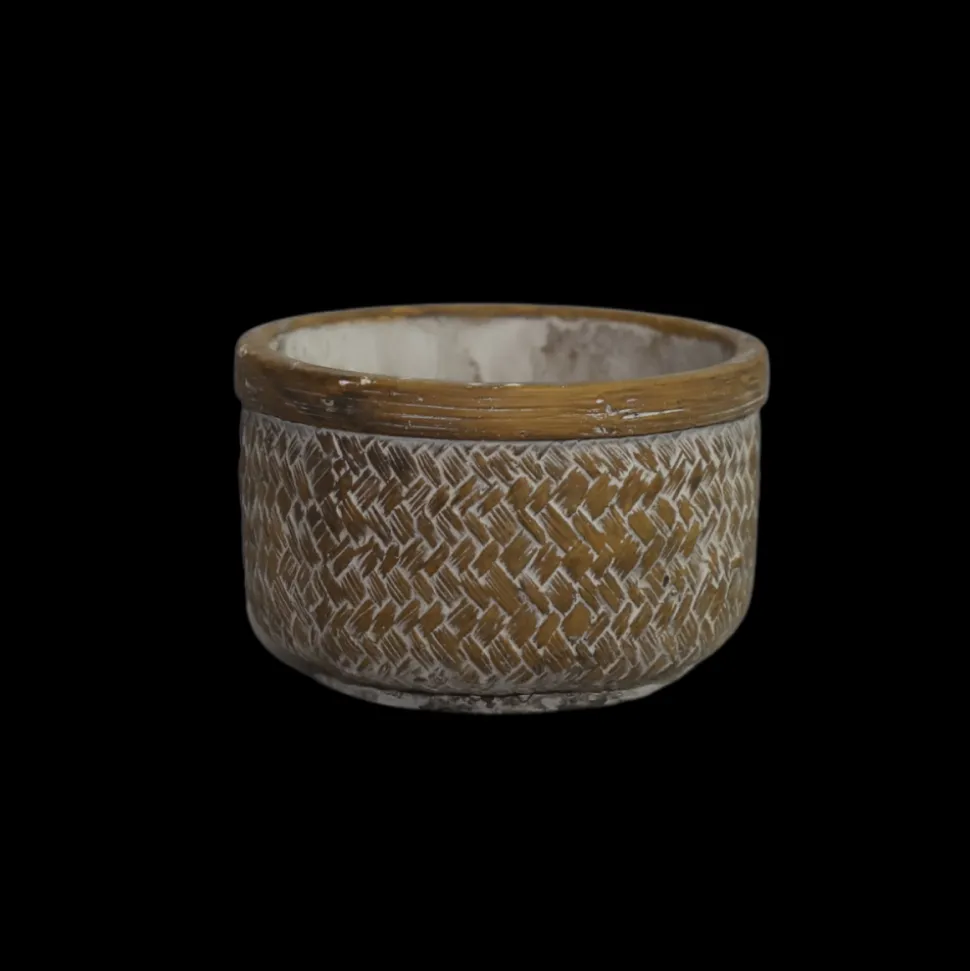 CHEMIN DE CAMPAGNE - Coupe "tressage" béton marron ø.15 x 9 cm
