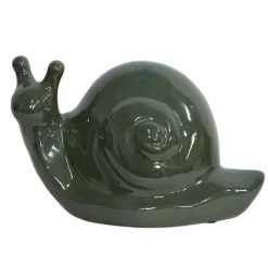 CHEMIN DE CAMPAGNE - Escargot en céramique émaillée verte 19 x 11 x 11 cm