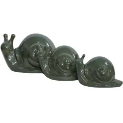 CHEMIN DE CAMPAGNE - Escargot en céramique émaillée verte 19 x 11 x 11 cm