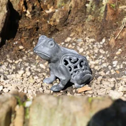 CHEMIN DE CAMPAGNE - Grenouille en fonte noire 13 x 11 cm