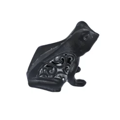 CHEMIN DE CAMPAGNE - Grenouille de jardin en fonte noire 13 x 11 cm