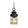 CHEMIN DE CAMPAGNE - Lampe jardin industrielle vintage à suspendre métal marron verre 29cm