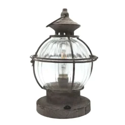 CHEMIN DE CAMPAGNE - Lanterne jardin extérieur à poser ancienne métal verre gris 28cm