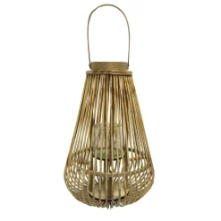 CHEMIN DE CAMPAGNE - Lanterne jardin extérieur à poser bougie ancienne rotin naturel 46cm