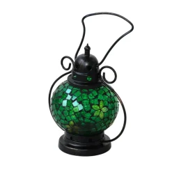 CHEMIN DE CAMPAGNE - Lanterne jardin extérieur mosaïque à poser ancienne verre vert 29cm