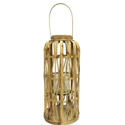 CHEMIN DE CAMPAGNE - Lanterne jardin extérieur à poser bougie ancienne rotin naturel 44cm
