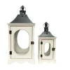 CHEMIN DE CAMPAGNE - Lanternes jardin extérieur à poser bougie ancienne bois blanc 56-36cm