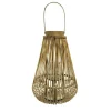CHEMIN DE CAMPAGNE - Lanterne jardin extérieur à poser bougie ancienne rotin naturel 40cm