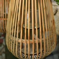 CHEMIN DE CAMPAGNE - Lanterne jardin extérieur à poser bougie ancienne rotin naturel 40cm