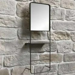 CHEMIN DE CAMPAGNE - Miroir porte-serviettes en métal gris 35 x 15 x 100 cm