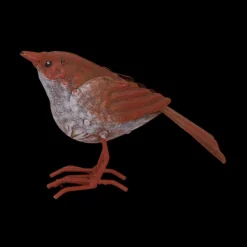 CHEMIN DE CAMPAGNE - Oiseau en métal rouge et orange 16 x 4.5 x 10cm