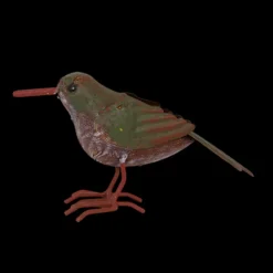 CHEMIN DE CAMPAGNE - Oiseau métal gris et vert 18 x 4.5 x 10 cm