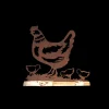 CHEMIN DE CAMPAGNE - Poule bois et métal marron 43 x 38 cm