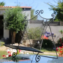 CHEMIN DE CAMPAGNE - Pupitre musique lutrin livre en métal gris 42.5 x 33 x 12 cm