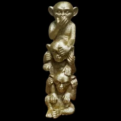 CHEMIN DE CAMPAGNE - Singes en résine dorés 9 x 9 x 30 cm