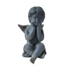 CHEMIN DE CAMPAGNE - Statuette statue sculpture jardin ange chérubin béton gris 24.5cm