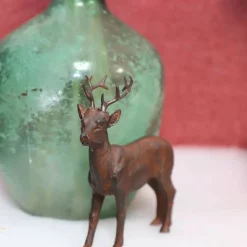 CHEMIN DE CAMPAGNE - Statue statuette extérieure jardin cerf résine marron 17cm
