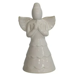 CHEMIN DE CAMPAGNE - Statue statuette sculpture déco ange noël céramique blanche 10cm