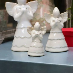 CHEMIN DE CAMPAGNE - Statue statuette sculpture déco ange noël céramique blanche 10cm
