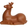CHEMIN DE CAMPAGNE - Statue statuette sculpture jardin noël cerf céramique marron 18cm