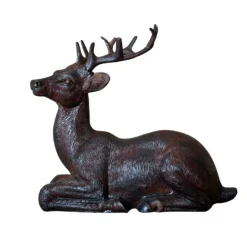 CHEMIN DE CAMPAGNE - Statue statuette extérieure jardin cerf résine marron 11.5cm