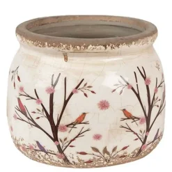 CLAYRE & EEF - Pot de fleurs céramique branches beige marron 12x10cm