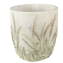 CLAYRE & EEF - Pot de fleurs pierre tiges de blé beige vert 20x20cm