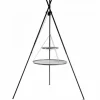 COOK - Barbecue 2 grilles de cuisson suspendu « tipi » sur trépied 210 cm – en acier inox 80 cm et 40 cm