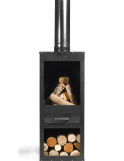 COOK - Cheminée d’extérieur en acier rosa 40x40x150 cm