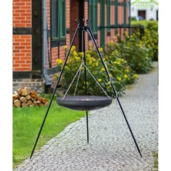COOK - Wok rond sur trépied 60 cm spécial feu de camp pour brasero