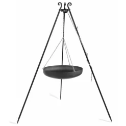 COOK - Wok rond sur trépied 70 cm spécial feu de camp pour brasero