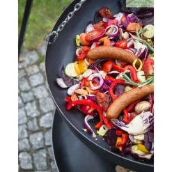 COOK - Wok rond sur trépied 70 cm spécial feu de camp pour brasero
