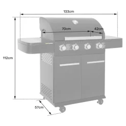 COOK IN GARDEN - Barbecue au gaz fyra avec thermomètre - 4 brûleurs