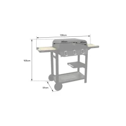 COOK IN GARDEN - Cook'in garden barbecue à gaz sur pied 3 feux 8.4kw - am083t